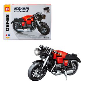Sembo Classic Red Guzzi Cruiser Motorcycle (221 Pieces) - 17.6cm Long